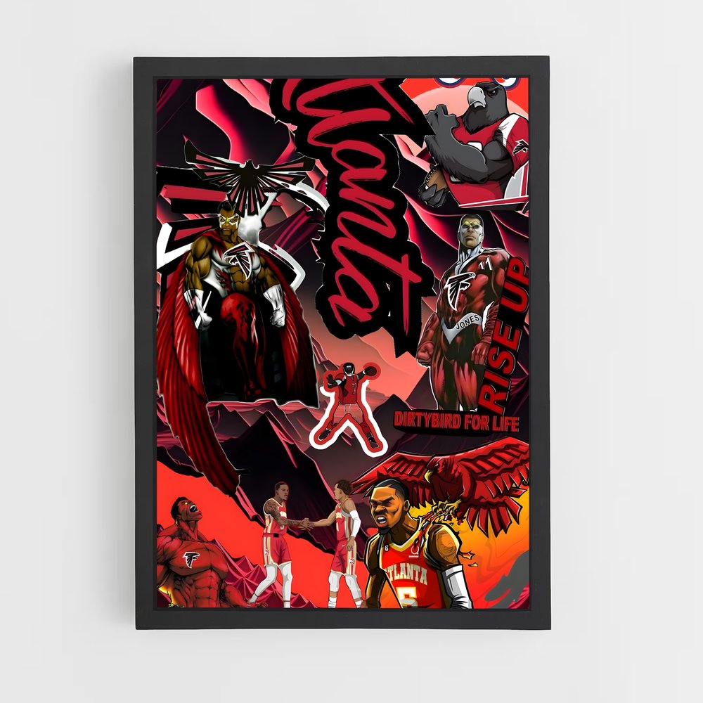 Poster Hawks en Action – affiche Basketball (vue 2)